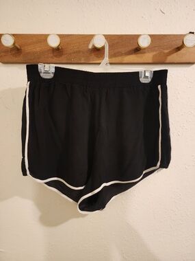 Lush Black Athletic Shorts with White Trim